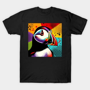 Vivid Puffin Pop Art Tee - Seabird Style Statement T-Shirt